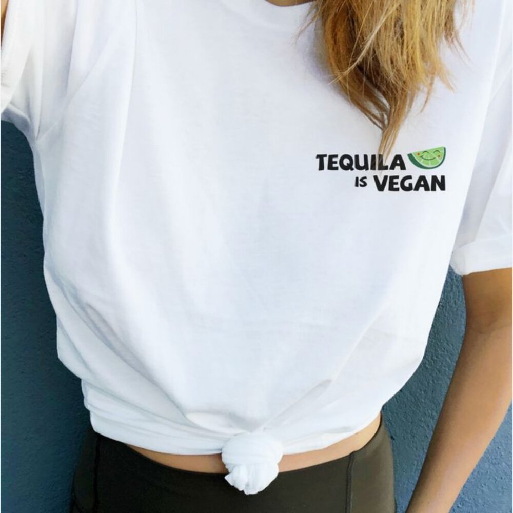 wholesome culture tequila is vegan graphic t shirt white tee hippie short sleeve